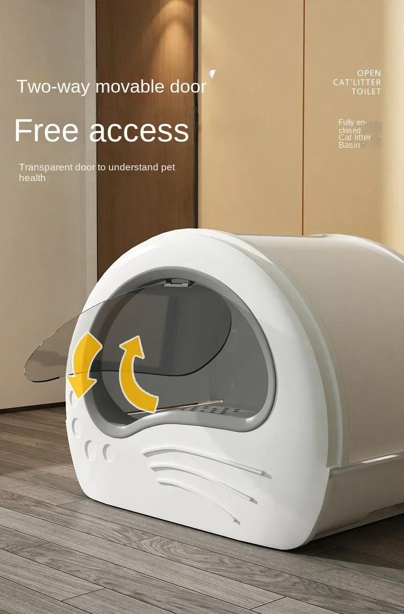 Product Introduction of Large space cat litter box with cat litter scoop fully enclosed drawer type cat litter box splash proof cat toilet cat supplies 6