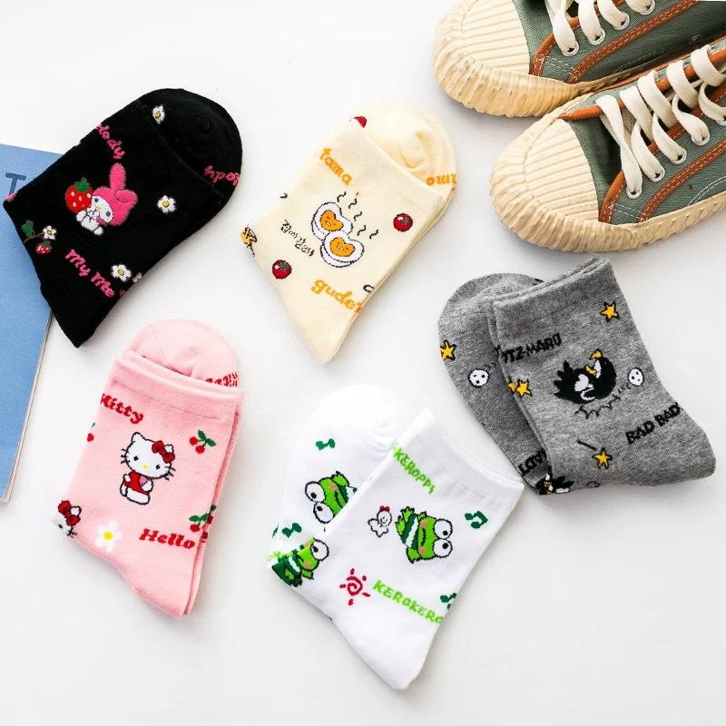 Product Introduction of Tất Phong Cách Nhật Bản, Hàng Mới Về, Tất Jacquard Hoạt Hình Sáng Tạo, Thiết Kế Hoạt Hình Hello Kitty, Dài Giữa Bắp Chân, Dễ Phối Đồ Thích Hợp Cho Phong Cách Đi Học, Tất Nữ 1