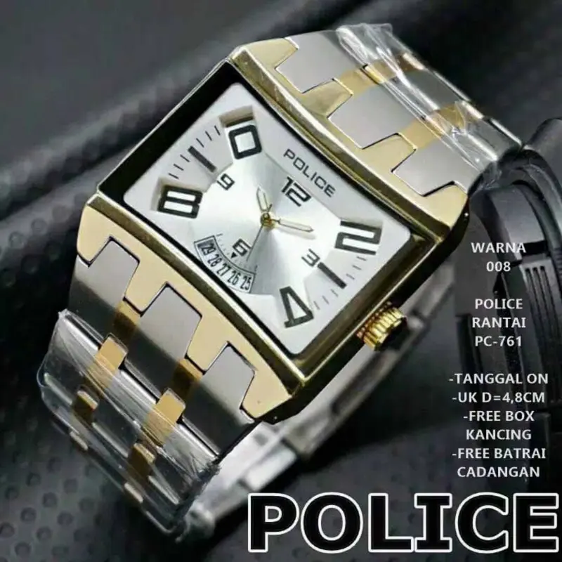 Jam Tangan Pria Analog POLICE Diameter 5cm Tanggal Aktif Anti Air Stanliess Stell Premium Anti Karat dan Anti Air Tahan air 3