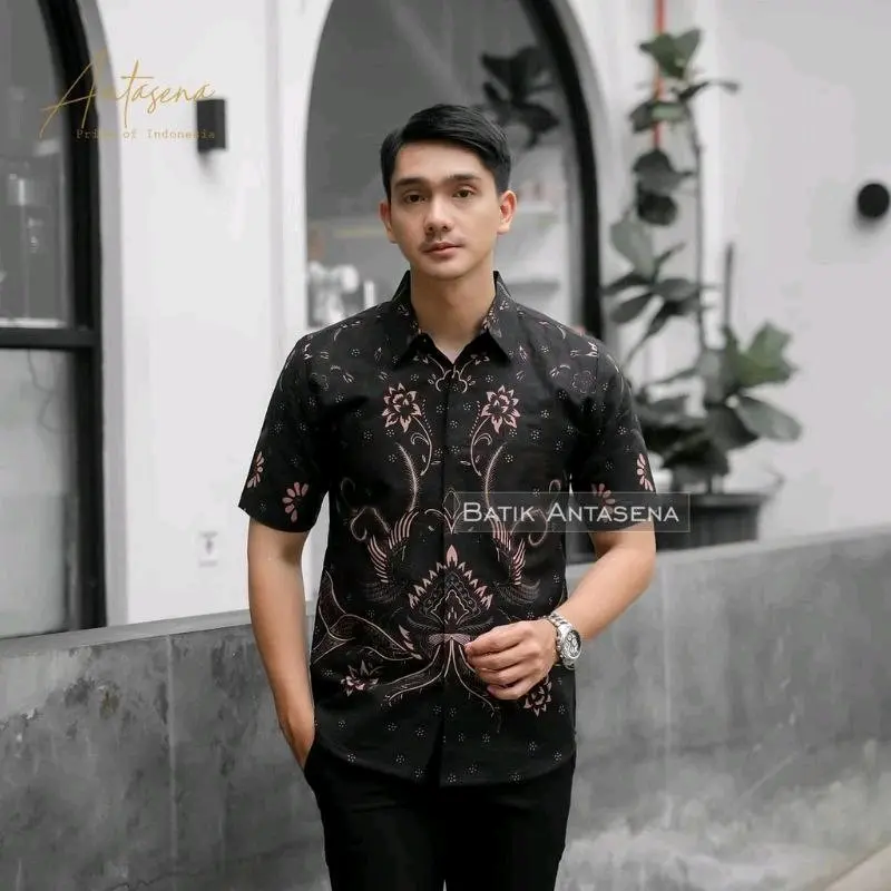 LAKUNA BATIK Baju batik pria dewasa modern baju batik cowok lengan pendek bahan Katun Nyaman Hem 7