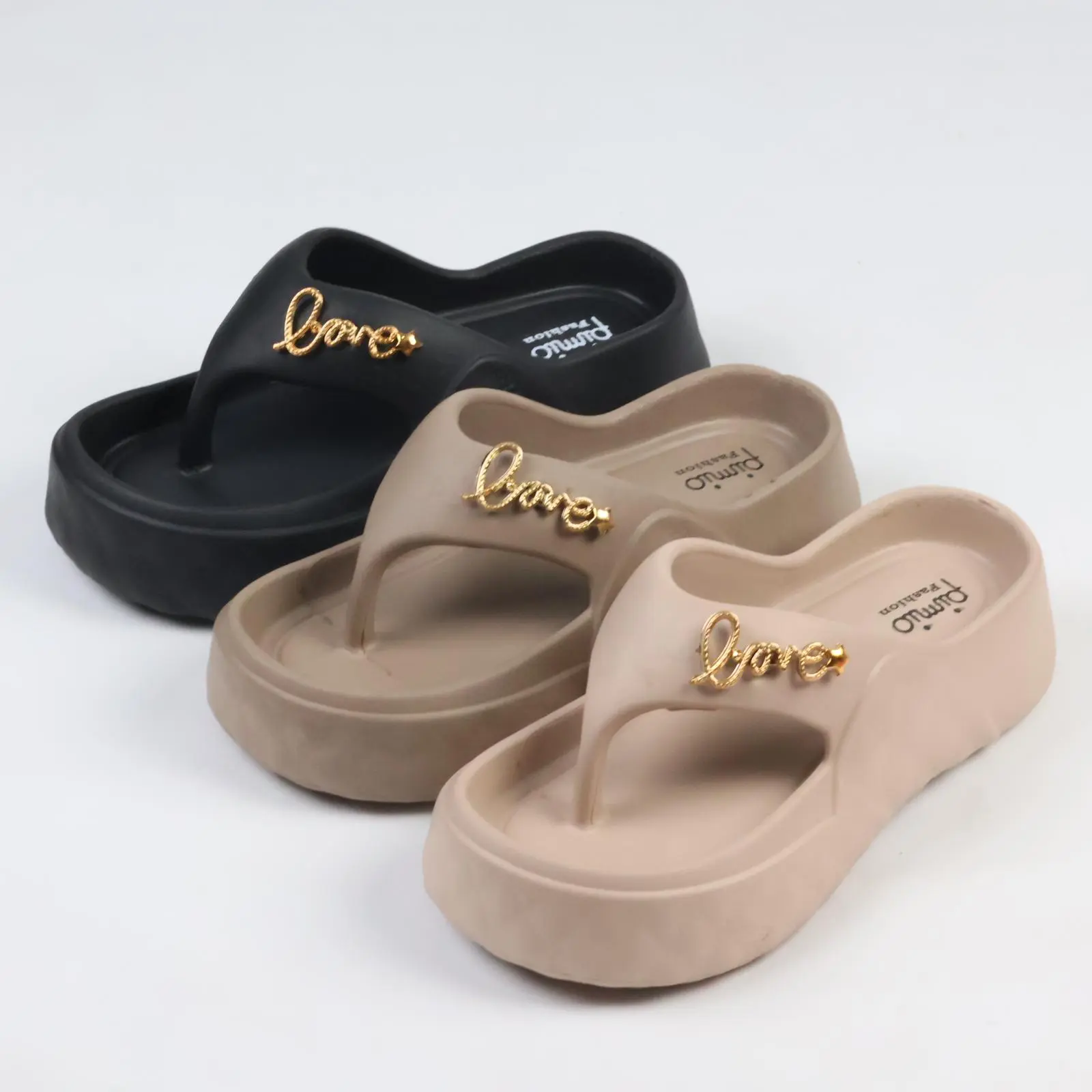 2025 model baru sandal  sandal lebaran jepit tinggi Sandal Jepit Polos Wanita Dewasa Bahan Karet EVA Rubber Sandal Ringan Anti Licin Hitam Sendal Cewek