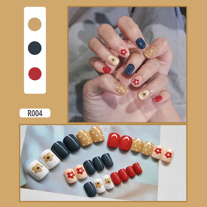 Fake Nails Finished Stickers Cute Nail Stickers Wearable Nail Stickers Removable Fake Nail Pieces 24 Pieces 3