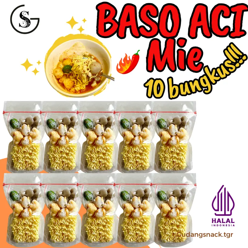 PAKET 10 BUNGKUS BASO ACI MIE HOTPOT INSTAN BOCI MIE KALDU KUAH Food Kuning Noodles Pedas Makanan 0