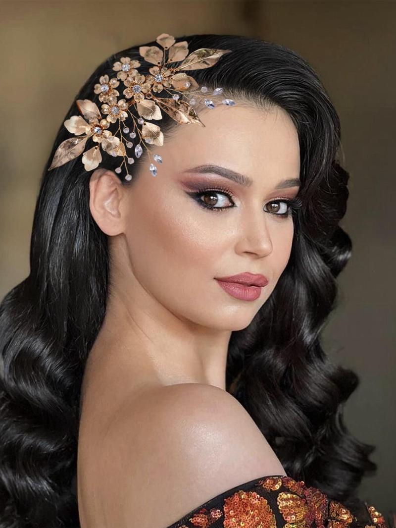 Product Introduction of Elegant Style Artificial Crystal & Flower & Leaf Design Hair Pin,  Exquisite Trendy Hair Pin, Chic Hair Accessories for Wedding Banquet  Party 14