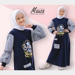 CF Kids Gamis Anak Mauza Sabr & Shukr Series – Dress Muslim Anak Perempuan Lengan Kotak Lucu Premium