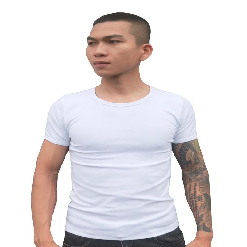 Áo Phông Nam Đen Trắng Phom Ôm Sát Body Mã 001 Menswear Cổ Tròn Cotton