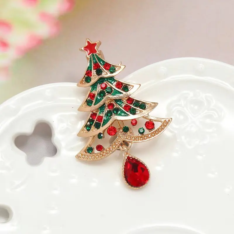European and American New Christmas Dripping Color Ins Christmas Tree Brooch Christmas Fashion Accessories Pin Corsage