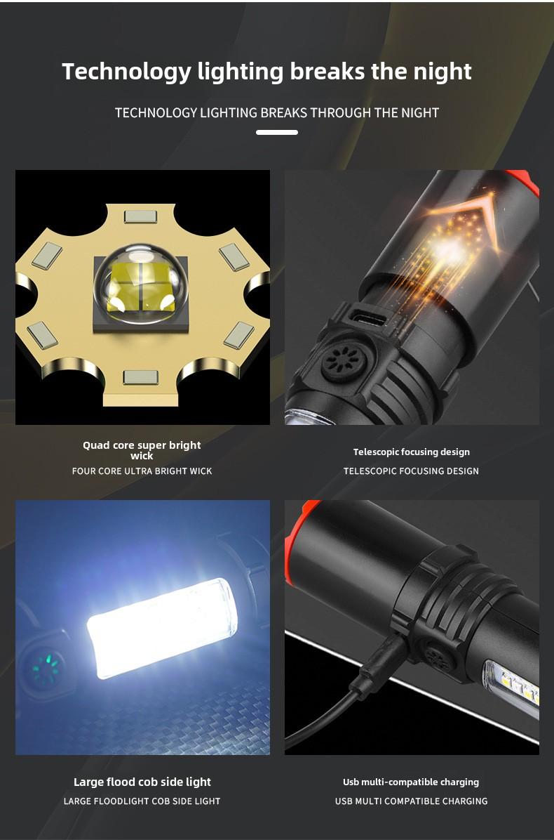 Product Introduction of Multifunctional strong light flashlight portable charging long endurance explosion bright flashlight strong light ultra bright outdoor long endurance 4