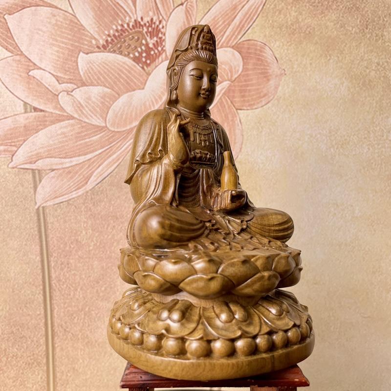 Product Introduction of Tượng Quan Thế Âm Bồ Tát Gỗ Bách Xanh Cao 15cm Mùi Hương Thơm 3