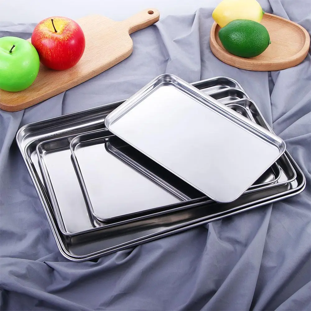 Bread Pastry Sturdy Stainless Steel Rectangle Anti-rust Baking Tray Loaf Pan Cookie Sheets Cake Dish