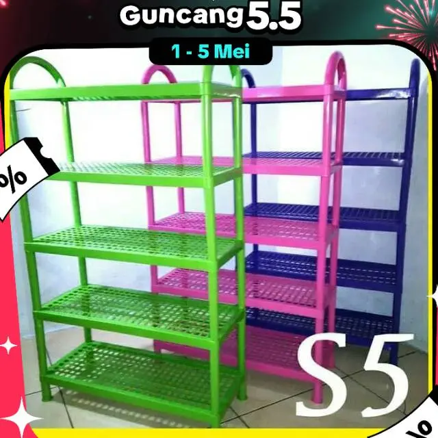 Rak Sepatu 3 4 dan 5 Susun / Tempat Sepatu Sendal Susun Plastik Cosmic