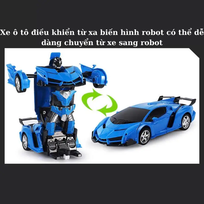 Ô tô điều khiển từ xa- Siêu xe biến hình 2in1 robot biến  hình kèm sạc điện phù hợp cho các bé từ 2 tuổi 4