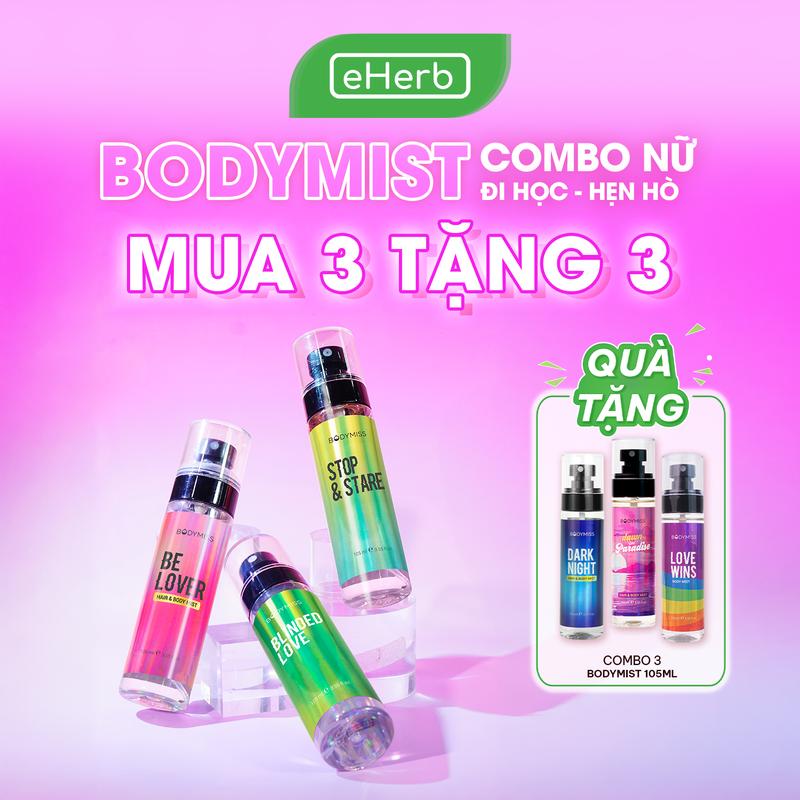 LIVE COMBO NỮ Tặng 3 Xịt Thơm Body Mist Quốc Dân Cho Nữ Lưu Hương Lâu EHERB Việt Nam - Xịt Khử Mùi Quần Áo BODYMISS - Nước Hoa Nữ Học Sinh Sinh Viên - Nước hoa Nữ Sang Chảnh - Hair Mist Thơm Tóc Cho Nữ Cosmetic Perfume Women Mỹ Phẩm