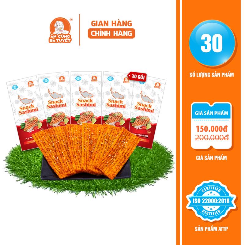 (Tặng 1 chân gà) Combo 30 gói snack sashimi - Ăn Cùng Bà Tuyết - Đồ ăn vặt Việt Nam