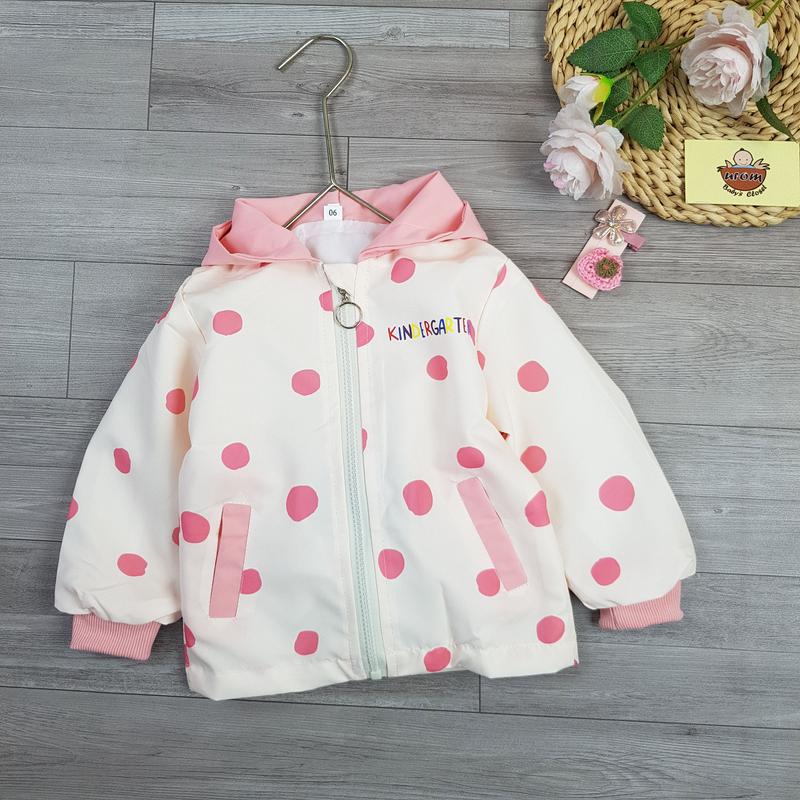 Áo khoác hồng cho bé gái 10-26Kg chất dù chống nắng 2 lớp có mũ hình hoa cười dễ thương 1