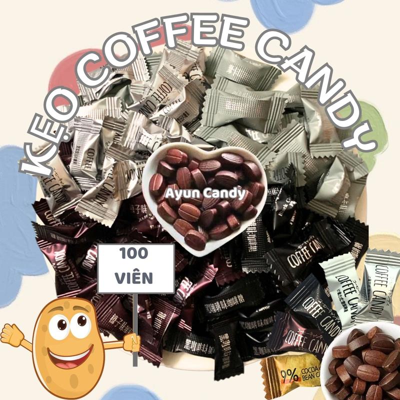 [100 VIÊN] KẸO CÀ PHÊ COFFEE CANDY ĐÀI LOAN VỊ CAFE ĐEN, CF SỮA, CÀ PHÊ CACAO, BẠC XỈU, MOCHA, CỐT DỪA - GIÚP TỈNH NGỦ Snack Ăn Vặt