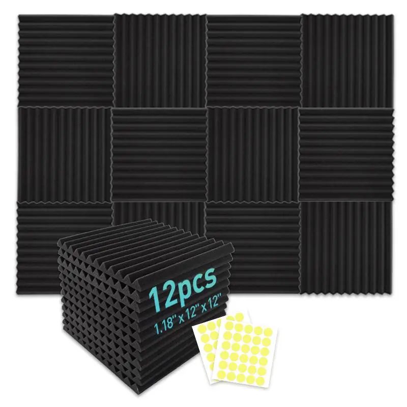 Soundproof Foam Board, Sound Absorbing Foam Board & 60pcs Double Sided Tape, Music Studio Recording Room Soundproofing Foam Filler 0