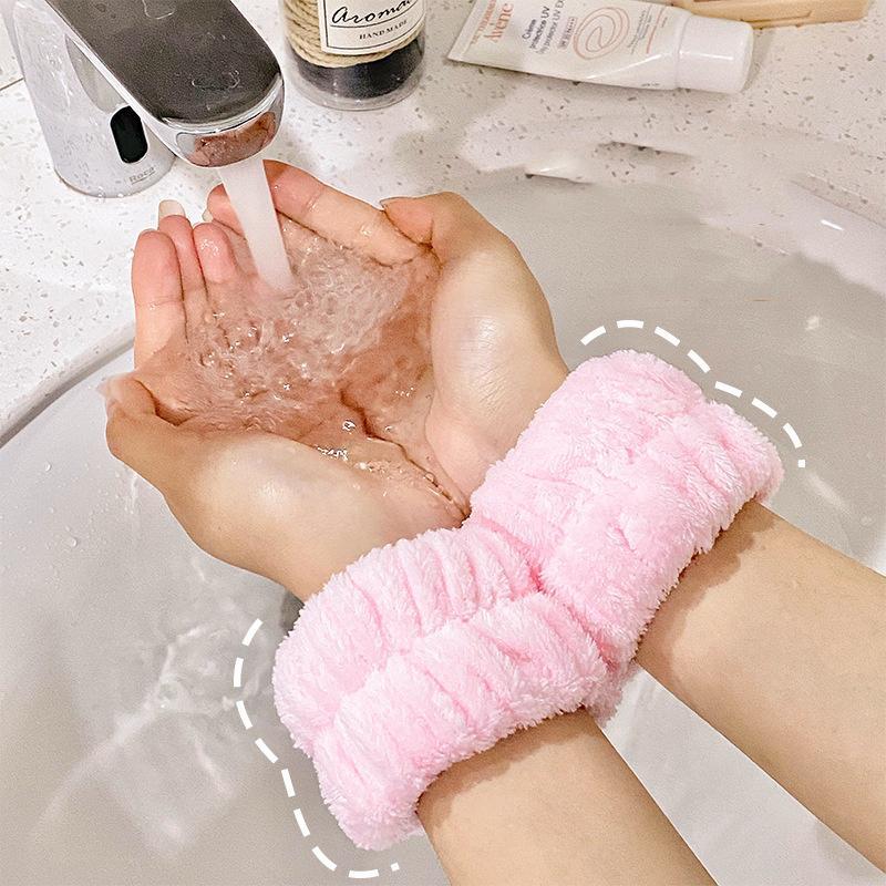 Băng Đô Đeo Cổ Tay Rửa Mặt Vải Flannel Co Giãn Thấm Hút Tốt Chống Tràn Nước Vào…