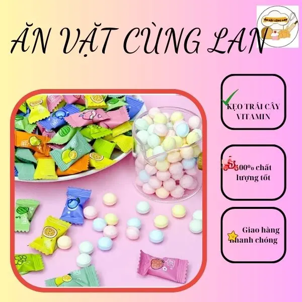 Kẹo ngậm trái cây Vitamin C không đường Mix 12 vị Candy Food Chua Snack Thức Ăn keomix nhieu vi kẹo bổ sung vitamin C