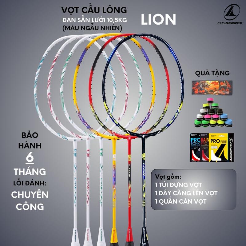 Vợt cầu lông Prokennex Lion đã đan dây 10.5kg vợt carbon công thủ toàn diện Bảo hành 9 tháng Kèm Quà Tặng Túi vợt và Quấn cán (Ngẫu nhiên màu lưới và quấn Cán Vợt )