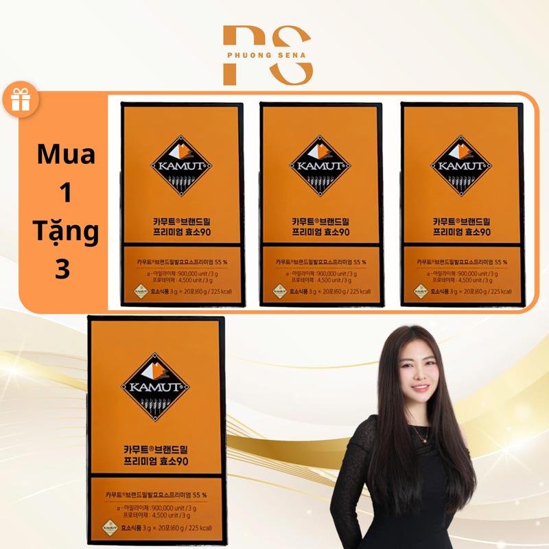 (99) (Mua 1 tặng 3) SN1188 - COmbo 4 hộp Enzyme Kamut hỗ trợ thanh lọc cơ thể Phiên bản đặc biệt Phương Sena x Grain On Wheat Premium 900.000 unit 80 gói