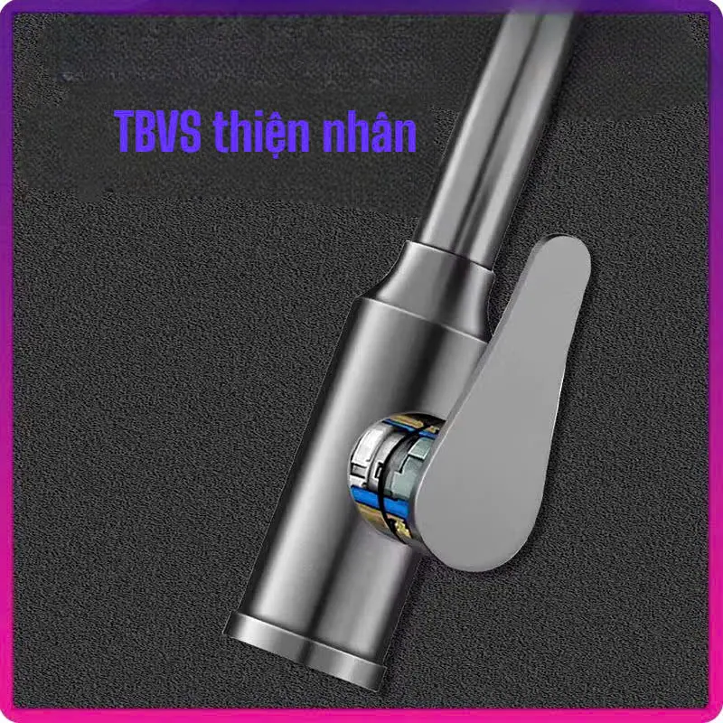 Vòi rửa chén nóng lạnh dây rút xoay 360 độ thân đồng thau Full chức năng xả chậu rửa hình cống  bồn ống  nước vòi  sen bát 8