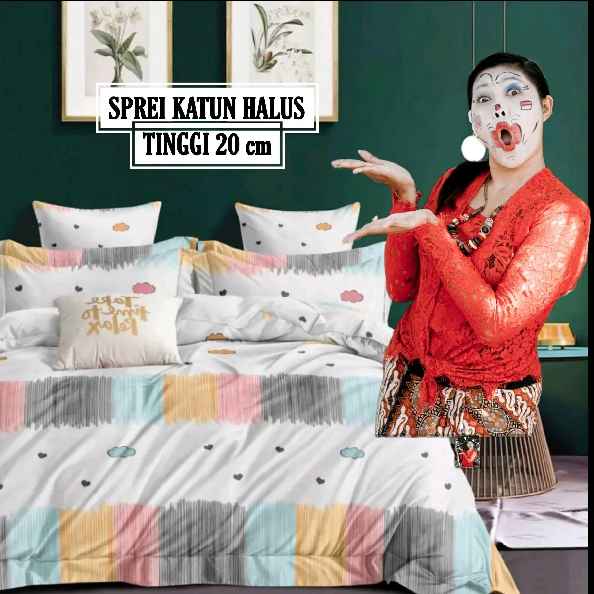 SPREI KATUN HALUS TINGGI 20cm SINGLE KARET