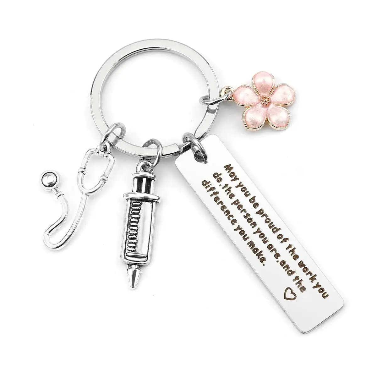 Personalized Nurse Keychains Accessories Nurse Week Key Ring Stylish Customized Engraved Key Chains For Professional Graduation Nurses Gifts