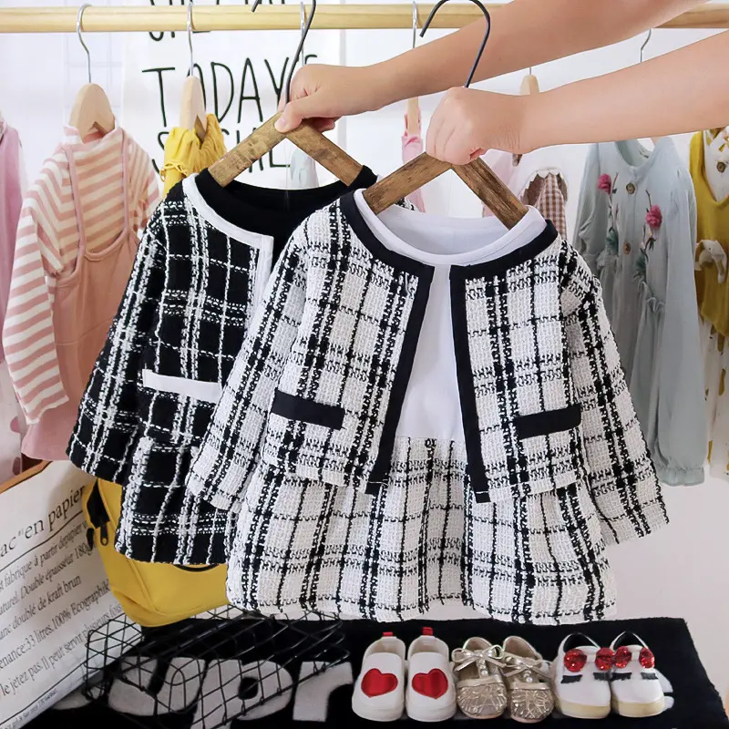 Girl suit clothes set vintage Korean style long sleeve Princess Baju baby girls dress girls skirt set kids clothing girls dress