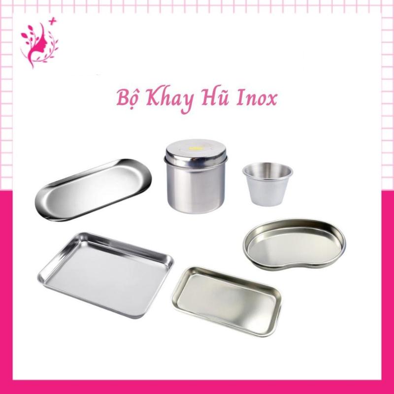 Bộ Khay Hũ Inox 304 - Hũ Đựng Bông Khay Hạt Đâu Chữ Nhật Bát Rửa Mặt,.. Spa TMV Chuyên Dụng Đựng Gia Vị