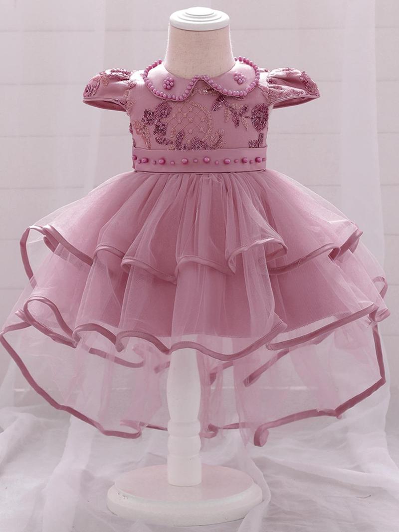 Product Introduction of Baby Girl's Contrast Sequins Puff Sleeve Tulle Dress, Cute Elegant Princess Dress for Party Birthday Festival, Infant Toddler Kids Clothes for All Seasons 8