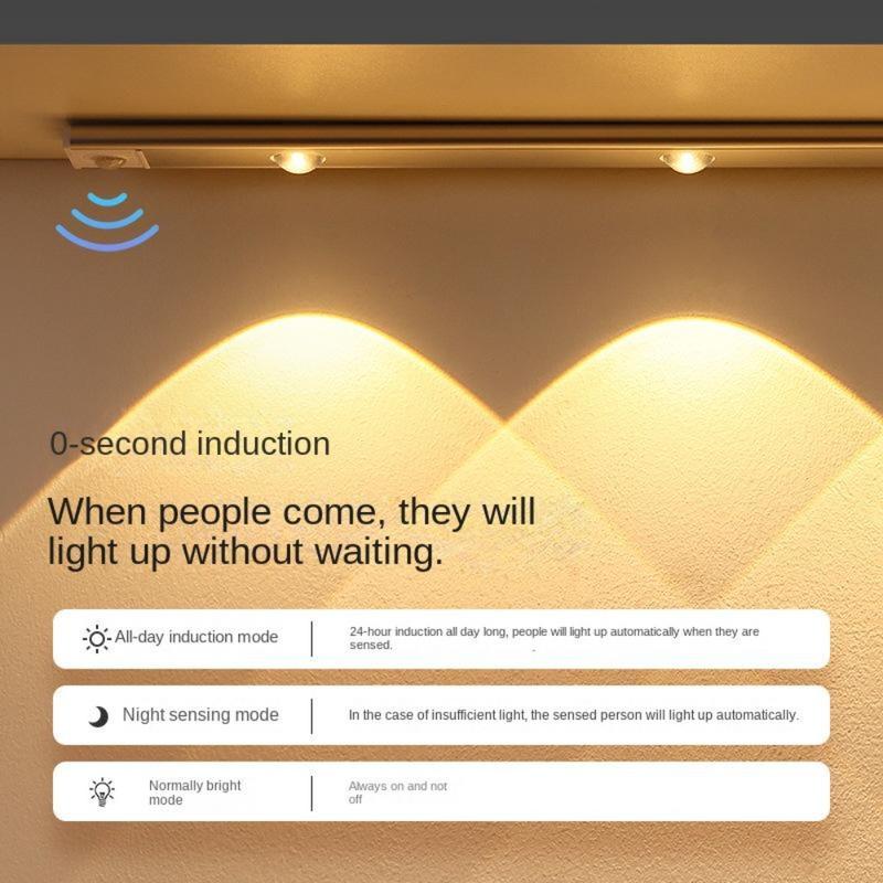 Ultra thin intelligent LED human body sensing light, rechargeable self-adhesive hill cat's eye light with wine cabinet, wardrobe, and light strip 2