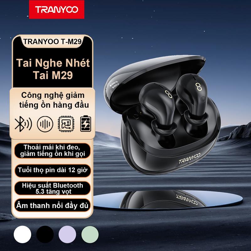 [TRANYOO] Tai Nghe Bluetooth M29 Thế Hệ Mới Chống Ồn Âm Siêu Bass Kháng Nước Pin Siêu Trâu Đeo Thoải Mái Cả Ngày Công Nghệ Tia Cực Tím Chống Trầy Xước Và Tuổi Thọ Pin Siêu Dài Nhét Tai Nhét Tai Earphone Nghe Nhạc Earphone