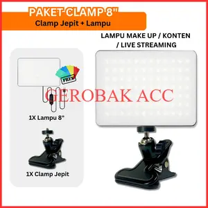 PAKET LAMPU JEPIT LED RGB CLAMP BESI LAMPU FOTOGRAFI LIVE STREAMING MUA USB 4 WARNA KONTEN KREATOR LIVE STREAMING MAKE UP CLIP JEPIT KACA GEROBAK ACC