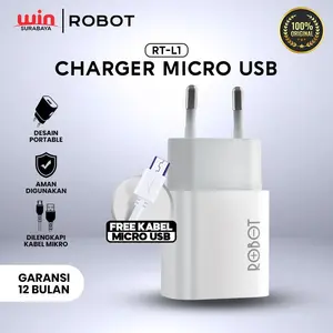 Pengisi Daya ROBOT RT-L1 Satu Port Pengisian Cepat Micro USB Original