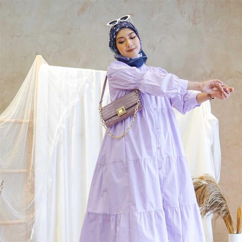 Product Introduction of 2024 New Women's Dress Cotton Splicing Women's Dress Muslim Women's Dress Solid Color Casual Loose Women's Long Dress 6