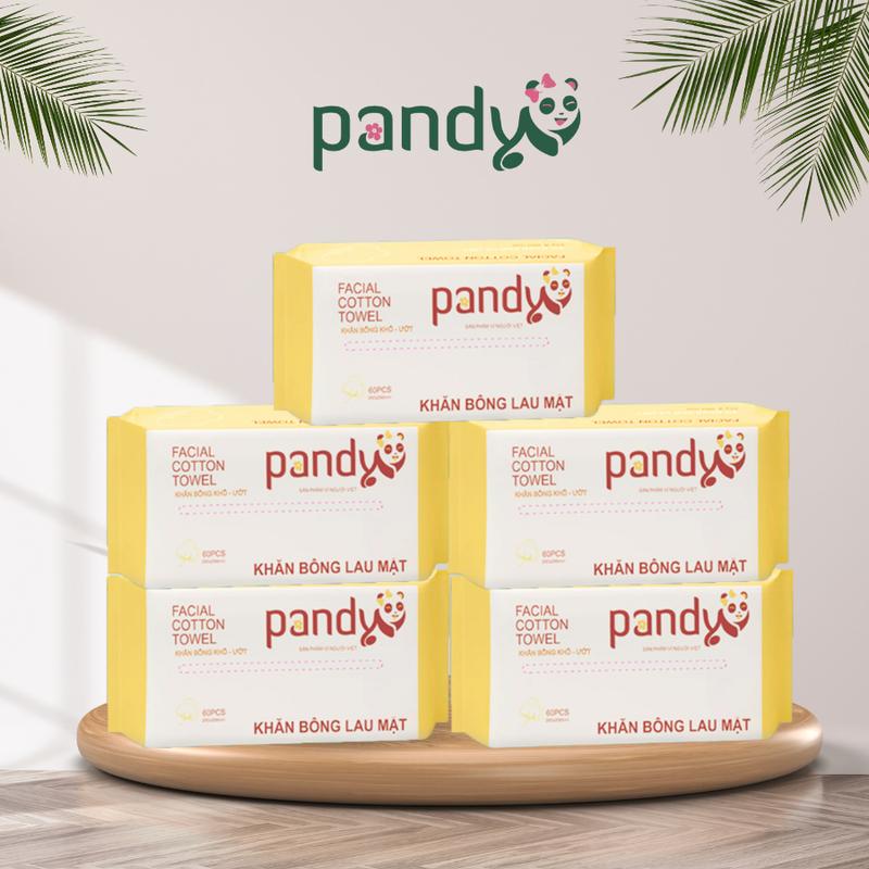 Product Introduction of Khăn khô đa năng cho bé PANDY vải cotton mềm 2 mặt, dùng 1 lần bịch 60 khăn rút, không mùi không paraben 0