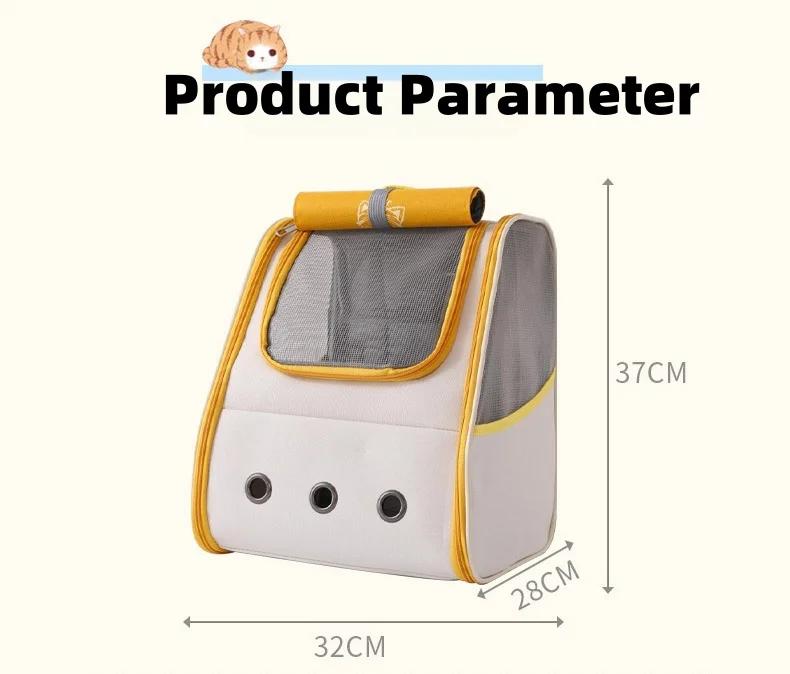 Product Introduction of Outdoor Oxford Cloth Double Shoulder Roll Curtain Cat Backpack Hollow Out Design Cat Accessories Breathable Pet Out Bag 13