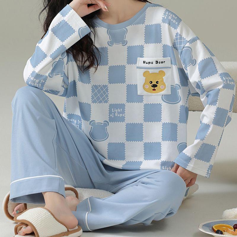 Bộ Đồ Ngủ Cao Cấp Cho Nữ, 100% Cotton, Bộ Dài Áo Dài Tay Và Quần Dài, Dáng Rộng Thích Hợp Cho Mùa Xuân Và Mùa Thu, Lý Tưởng Cho Học Sinh Mặc Nhà Mùa Hè, Thiết Kế Độc Đáo, Thoải Mái, Thanh Lịch, Đẹp Mắt 4
