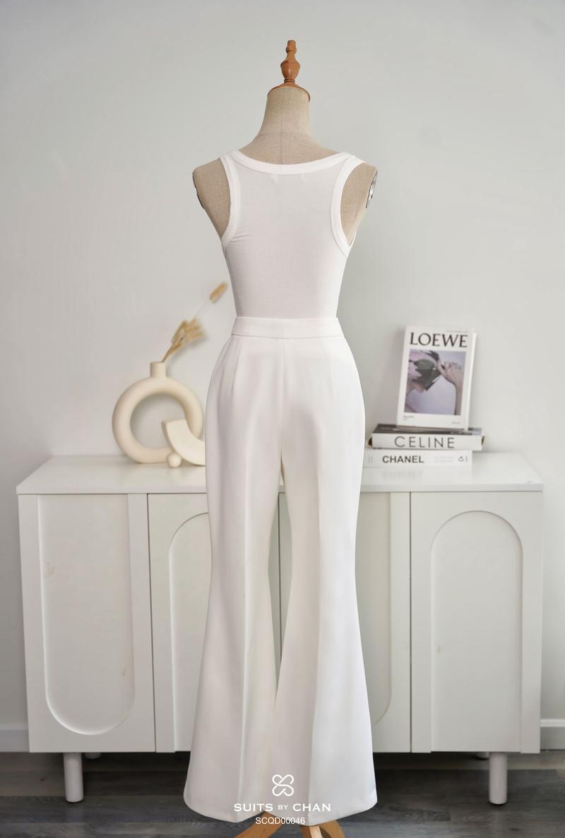 Product Introduction of SUITS BY CHAN - Áo sơ mi kiểu tay dài xếp li tà sau (Ko kèm belt), Quần dài ống loe - VKAO00530 SCQD00046 Nữ Women 55