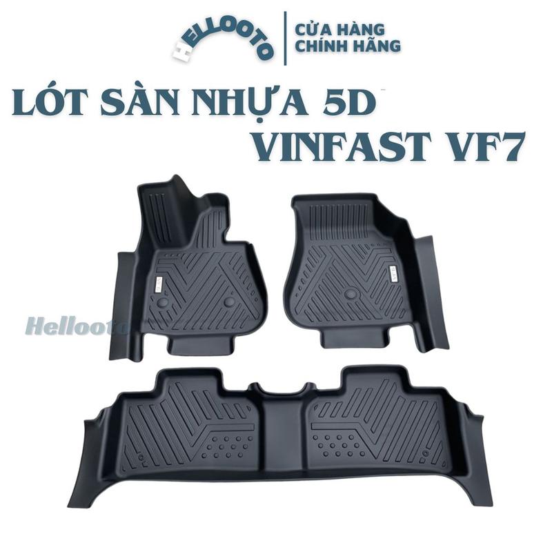 Thảm lót sàn nhựa ô tô 5D xe Vinfast VF7 sàn nhựa đúc nguyên khối bộ 3 tấm dễ vệ sinh lau rửa