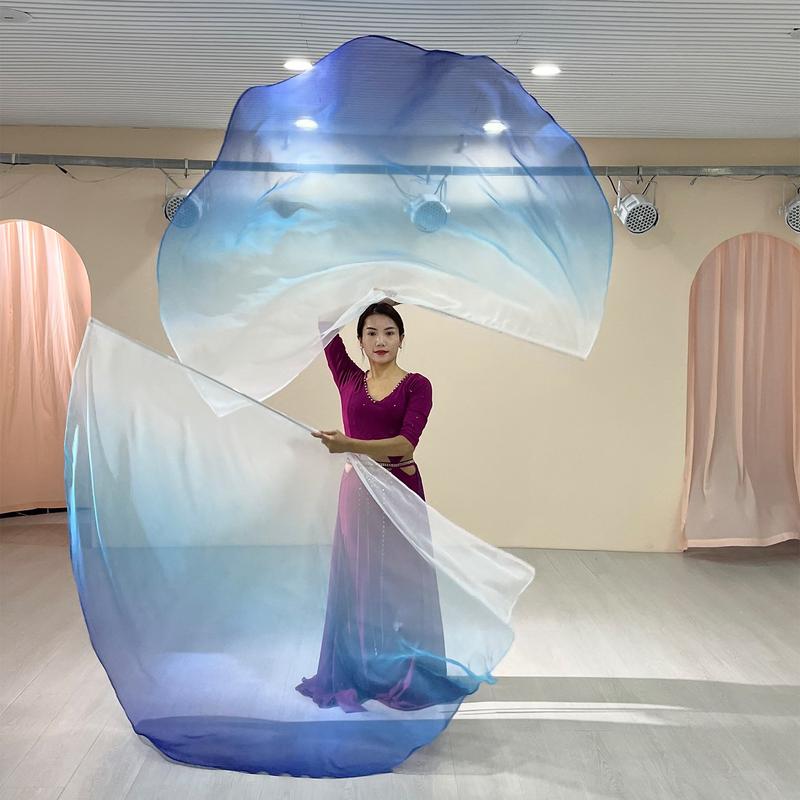 Product Introduction of Women Belly Gradient Dance Long Fan National Long Bamboo Fan Colors Silk Fans For Dancer Decor Hand 22