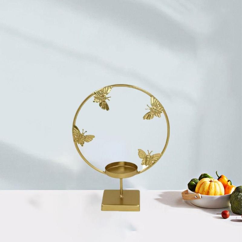 Product Introduction of Classical Iron Candle Holder Rust-proof Exquisite Floral Butterfly Candle Stand Unique Desktop Tealight Holder Wedding Props 12