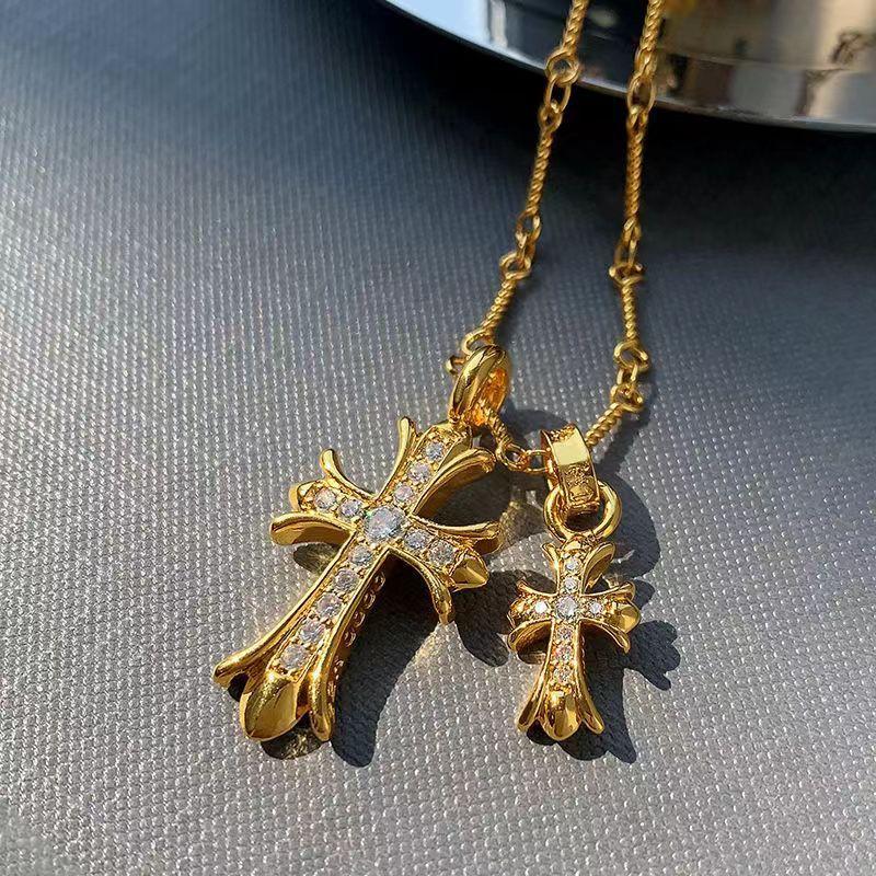Vòng Cổ Chữ Thập, Vòng Cổ Mặt Dây Chuyền Đôi, Phong Cách Âu Mỹ, Trang Sức Cặp Đôi, Kim Cương Đầy Đủ, Thời Trang Cổ Điển, Xuyên Biên Giới, Thiết Kế Mặt Dây Chuyền Đôi 5