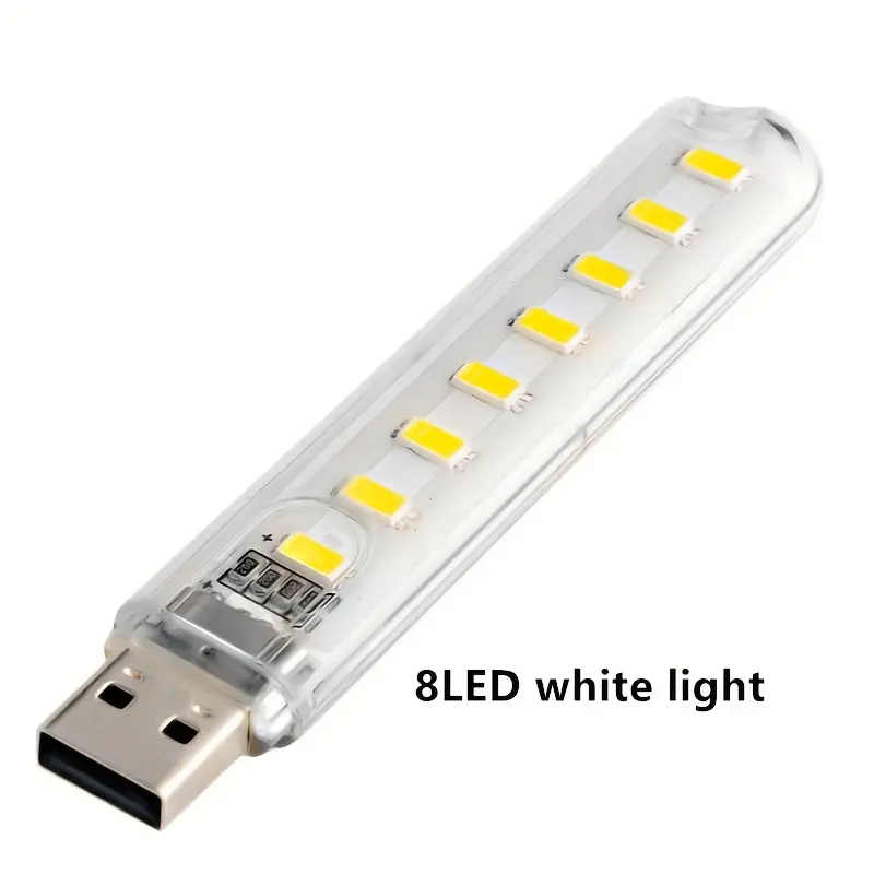 Compact 8 Led USB Rechargeable Flashlight-Portable, Super Bright Work Light with Polished Metal Surface, Suitable for Outdoor Walking, Reading and Emergency Use-Compatible with PC, Laptop, Notebook Mobile Power Supply