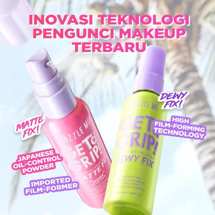 DAZZLE ME Get a Grip! Makeup Setting Spray Beauty Protecting 4 X Hydrating Makeup Mist Flawless Lightening Primer Water Tahan 24 JAM 3