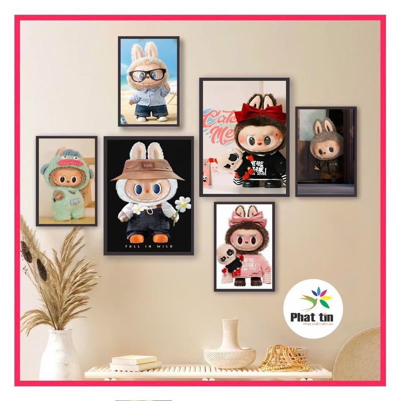 Tranh labubu, caypybara, 50+ set tranh thiếu nhi, hoạt hình doreamon, gấu dâu, conan, cushin, luffy, thỏ hồng, cún con, mèo hello kitty, tranh decor Phát Tín, dán tường có sẵn keo, không cần khoan đục tường. Treo Tường Phòng Khách Decor Tường
