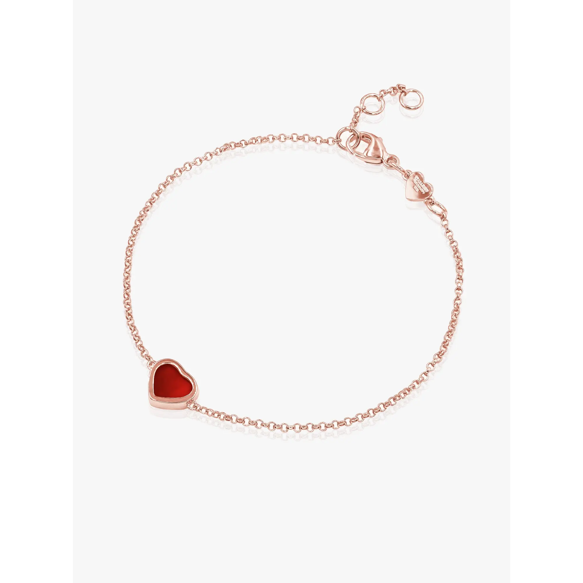 925 Rose Gold Red Heart Bracelet