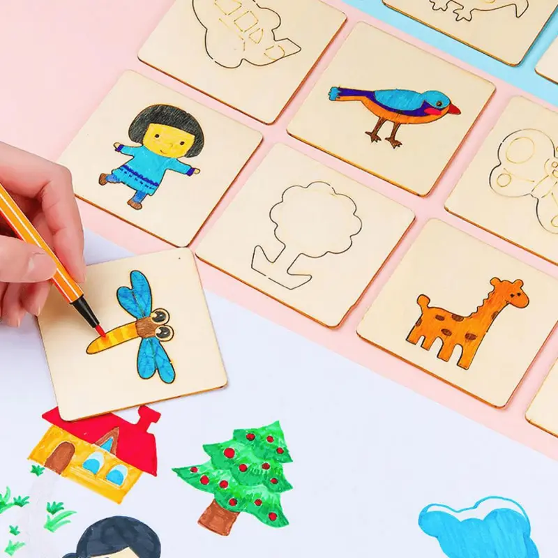 Random Style Wooden Drawing Stencils, 20pcs/set DIY Painting Template Stencils, Art Supplies for Students Drawing Handmade Craft, Educational Material, DIY Craft Kit 5