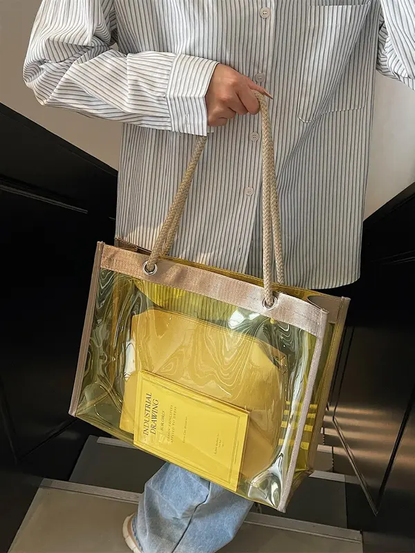 Fashionable Clear Tote Bag, Casual Versatile Shoulder Bag for Women, Trendy All-match Bag for Daily Use 5